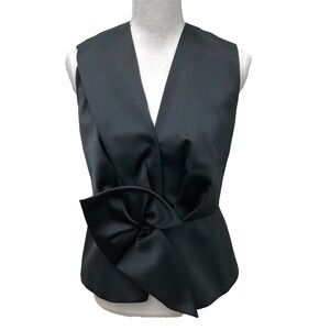 Balenciaga Blouse Top Womens 38 US 6 Black Button Formal Sleeveless Luxury